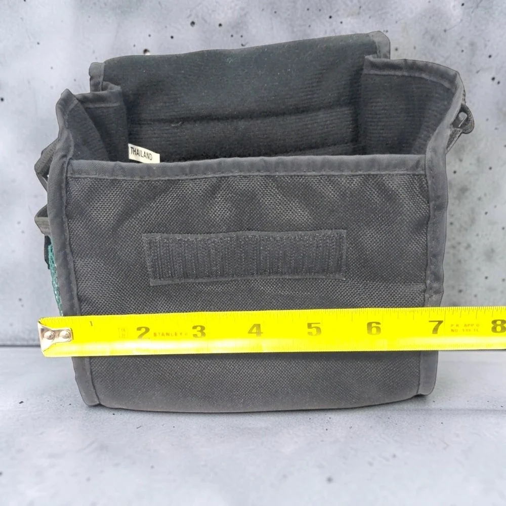 VTG Polaroid Camera Bag Small Unisex Black Nylon Green Mesh Shoulder Strap 90s